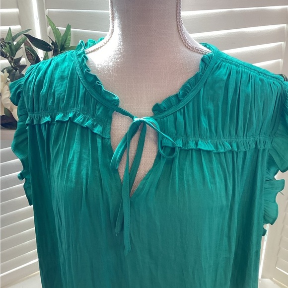 JOIE GREEN RUFFLE BLOUSE SIZE 3X 1298 - Picture 2 of 7